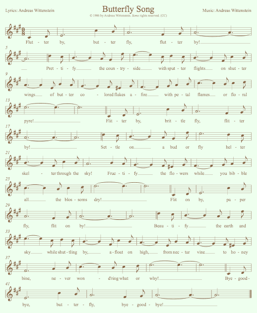 Butterfly Songsheet