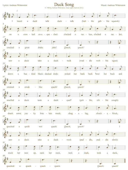 andreas wittenstein animal poachery duck song duck song sheet music