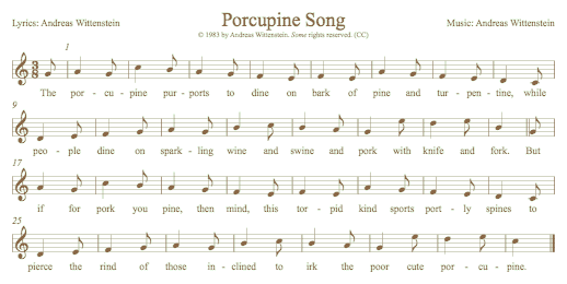 Porcupine Songsheet